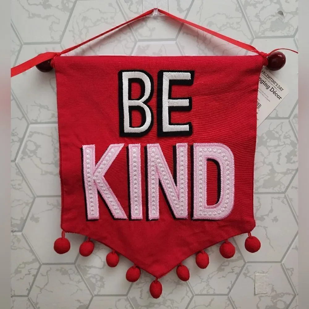 New Way To Celebrate Valentine Red Be Kind Banner Hanging Fabric Wall Decoration